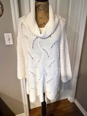 Chico's White Knit Cowl Sweater